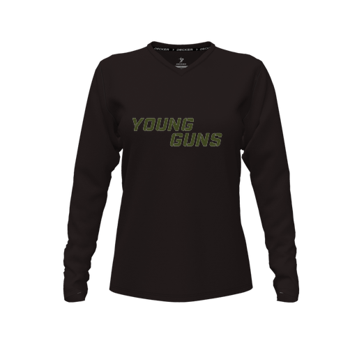 [FTLVCFBK-FYXS-LOGO3] Decker Comfort T-Shirt (Female Youth XS, Black, V Neck, Logo 3, Long Sleeve)