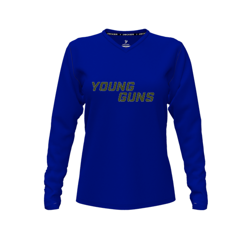 [FTLVCFRY-FYXS-LOGO3] Decker Comfort T-Shirt (Female Youth XS, Royal, V Neck, Logo 3, Long Sleeve)