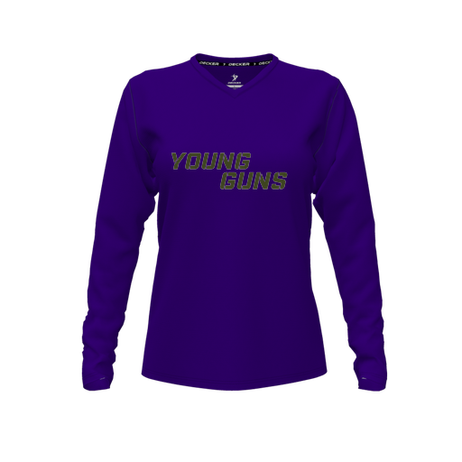 [FTLVCFPP-FYXS-LOGO3] Decker Comfort T-Shirt (Female Youth XS, Purple, V Neck, Logo 3, Long Sleeve)